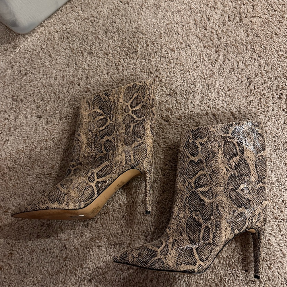 Snakeskin High Heel Ankle Boots